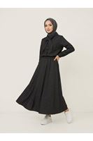 EİT00112-SYH Yaka Detay Etekli Takım-Siyah