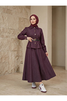 EİT00113-BRD Ön Arka Pensli Etekli Takım-Bordo