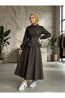 EİT00113-KHV Ön Arka Pensli Etekli Takım-Kahve