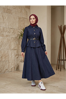 EİT00113-LCV Ön Arka Pensli Etekli Takım-Lacivert