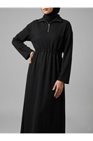 ELB04108-SYH Beli StoperTünelli Elbise-Siyah