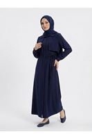 ELB04130-LCV Aller Detay Patlı Elbise-Lacivert