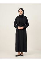 ELB04130-SYH Aller Detay Patlı Elbise-Siyah