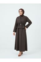 ELB04131-KHV Ceket Detay İkili Elbise-Kahve