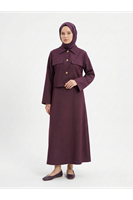 ELB04132-BRD Ceket Düğme Detay İkili Elbise-Bordo
