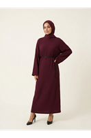 ELB04139-BRD Örme Elbise-Bordo