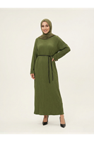 ELB04139-HKİ Örme Elbise-Haki