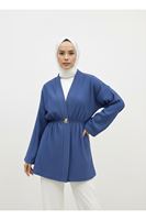 HIR02440-İND Düğme Detay Hırka-İndigo