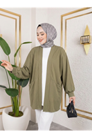 HIR02423-P83 Cep Detay Atlas Hırka-Açık Haki