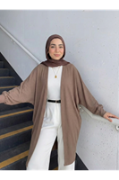 HIR02441-VİZ Yarasa Kol Hırka-Vizon