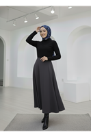 MOE03043-ANT Çıma Detaylı Parçalı Etek-Antrasit