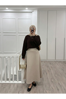 MOE03044-TAŞ Scuba Verev Etek-Taş