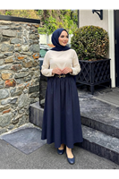 MOE03051-LCV Kemer Detay Terikoton Etek-Lacivert