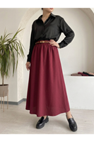MOE03057-BRD Kemer Detay Terikoton Etek-Bordo