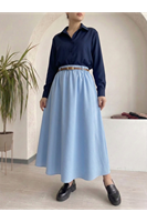 MOE03057-MAV Kemer Detay Terikoton Etek-Mavi