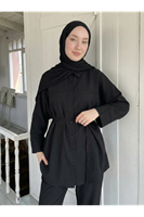 PİT00498-SYH Roba Detay Pantolonlu Takım-Siyah