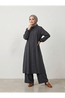 PİT00504-ANT Hakim Yaka Uzun Pantolonlu Takım-Antrasit