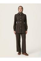 PİT00506-KHV Ön Arka Pensli Pantolonlu Takım-Kahve