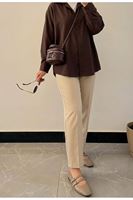 PNT01535-TAŞ Bel Lastik Düz Paça Pantolon-Taş