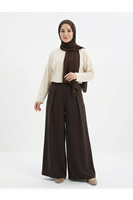 PNT01556-KHV Geniş Pileli Pantolon-Kahve