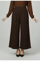 PNT01558-KHV Cırt Bantlı Scuba Krep Pantolon-Kahve
