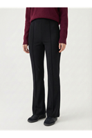 PNT01560-SYH İspanyol Paça Scuba Pantolon-Siyah