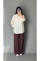 TUN05923-EKR Klasik Terikoton Tunik-Ekru