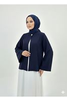 TUN05939-LCV Tek Düğme Kimono Tunik-Lacivert