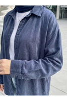 TUN05943-LCV Arka Roba Detay Tunik-Lacivert