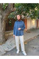 TUN05945-PMV Saten Tunik-Petrol Mavisi