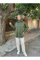 TUN05945-HKİ Saten Tunik-Haki