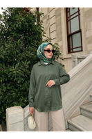 TUN05950-HKİ Saten Tunik-Haki