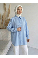 TUN05952-MAV Kendinden Çizgili Tunik-Mavi