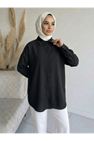 TUN05952-SYH Kendinden Çizgili Tunik-Siyah