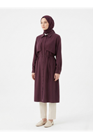 TUN05958-BRD Çift Taraflı Aller Uzun Tunik-Bordo