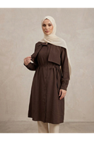 TUN05958-KHV Çift Taraflı Aller Uzun Tunik-Kahve