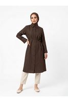TUN05959-KHV Biye Detay Uzun Tunik-Kahve