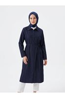 TUN05959-LCV Biye Detay Uzun Tunik-Lacivert