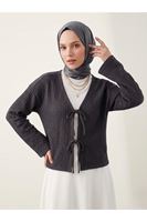 TUN05960-ANT Ön Bağlamalı Örme Tunik-Antrasit