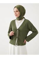 TUN05960-HKİ Ön Bağlamalı Örme Tunik-Haki