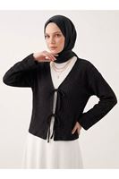 TUN05960-SYH Ön Bağlamalı Örme Tunik-Siyah