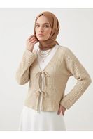 TUN05960-TAŞ Ön Bağlamalı Örme Tunik-Taş