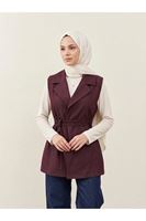 YEL00880-BRD Yaka Detay Yelek-Bordo