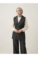 YEL00880-SYH Yaka Detay Yelek-Siyah