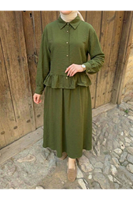 EİT00108-HKİ Büzgü Detay Etekli Takım-Haki