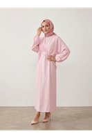 ELB04116-PMB Bağlamalı İkili Elbise-Pembe