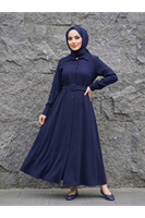 ELB04140-LCV Kaplama Kemer Detay Elbise-Lacivert