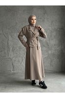 ELB04141-DMN Yelekli İkili Elbise-Duman