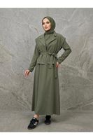 ELB04141-HKİ Yelekli İkili Elbise-Haki