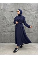 ELB04141-LCV Yelekli İkili Elbise-Lacivert